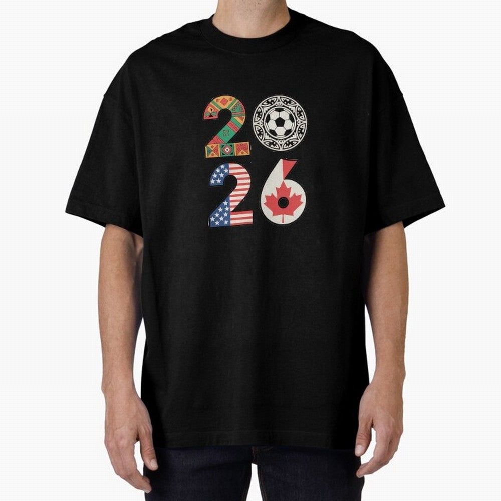 2026 Football Countries Design ¨C USA, Canada & Mexico Inspired Art Oversized T-Shirt Carry the Dream of FIFA World Cup 2026 Spirit, Capturing Spain, Messi, Sports Nostalgia, International Competition, Famous Players and Unforgettable Victories;