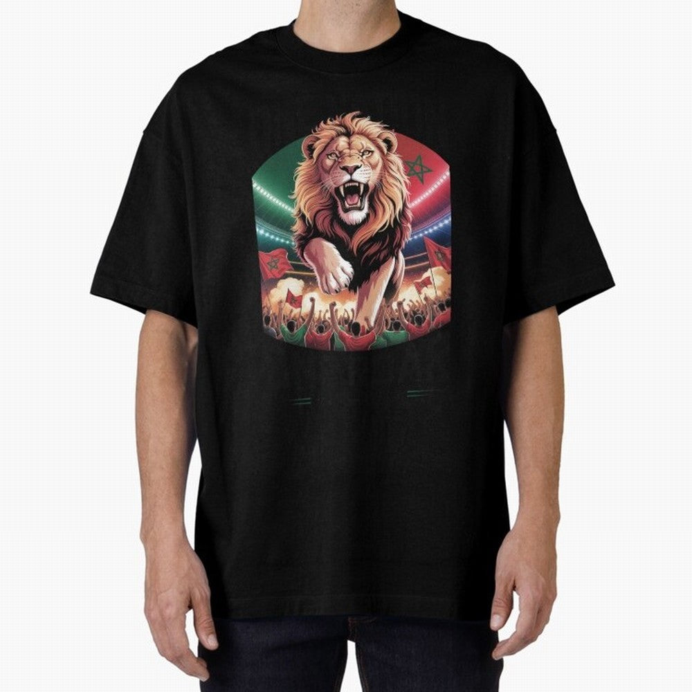 Morocco Football - One Nation, One Roar Oversized T-Shirt Live for the Drama of the FIFA World Cup 2026 Journey through Messi, CR7 and Mbappe Highlights, Netherlands Pride, Tournament Hype, Historic Matchups, Family Viewing Parties and Global