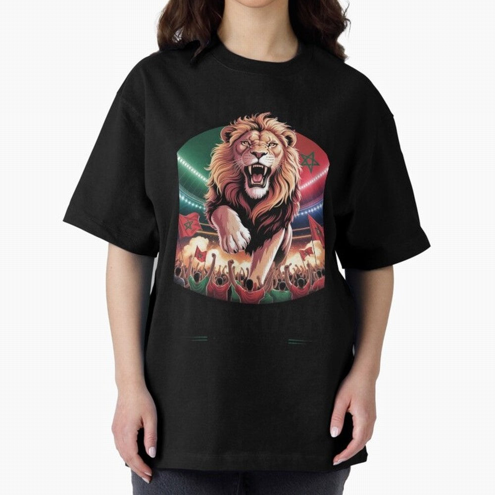 Morocco Football - One Nation, One Roar Oversized T-Shirt Live for the Drama of the FIFA World Cup 2026 Journey through Messi, CR7 and Mbappe Highlights, Netherlands Pride, Tournament Hype, Historic Matchups, Family Viewing Parties and Global