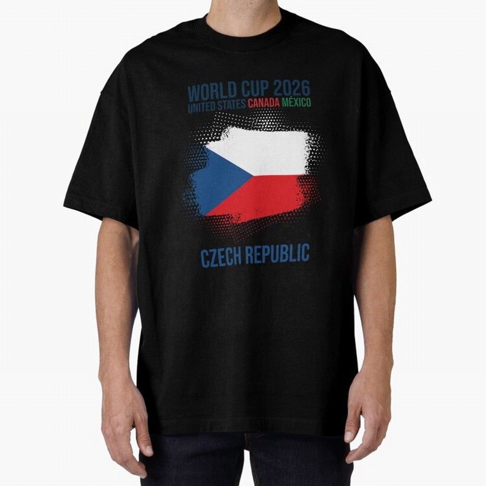 Czech Republic WORLD CUP 2026 Oversized T-Shirt Share the Excitement of Global Football Passion for FIFA World Cup 2026, Filled with Messi, CR7 and Mbappe, Spain and Netherlands, Supporter Pride, Iconic Celebrations, Legendary Names and Global