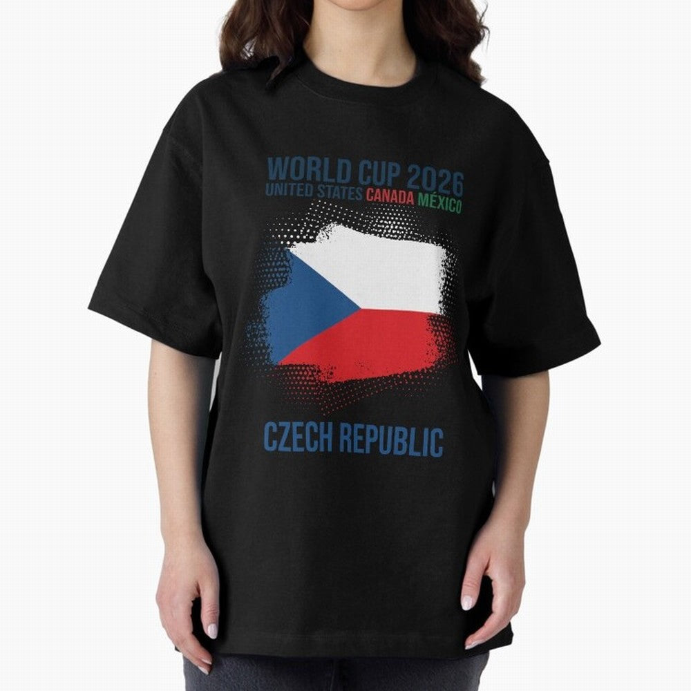 Czech Republic WORLD CUP 2026 Oversized T-Shirt Share the Excitement of Global Football Passion for FIFA World Cup 2026, Filled with Messi, CR7 and Mbappe, Spain and Netherlands, Supporter Pride, Iconic Celebrations, Legendary Names and Global