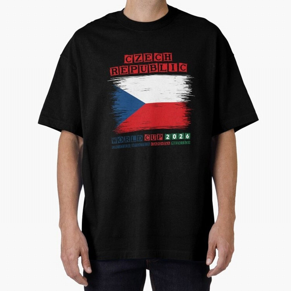 Czech Republic WORLD CUP 2026 Oversized T-Shirt Feel International Energy from Global Football Passion for FIFA World Cup 2026, Highlighting Messi, Neymar and Mbappe, Brazil, Portugal and Argentina, Football Festival Excitement, Trophy Ambitions,