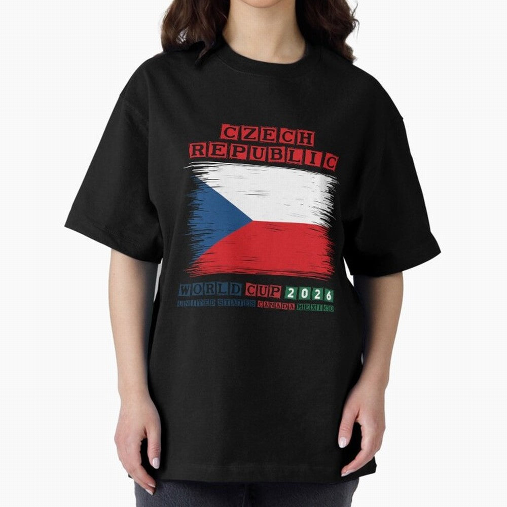 Czech Republic WORLD CUP 2026 Oversized T-Shirt Feel International Energy from Global Football Passion for FIFA World Cup 2026, Highlighting Messi, Neymar and Mbappe, Brazil, Portugal and Argentina, Football Festival Excitement, Trophy Ambitions,