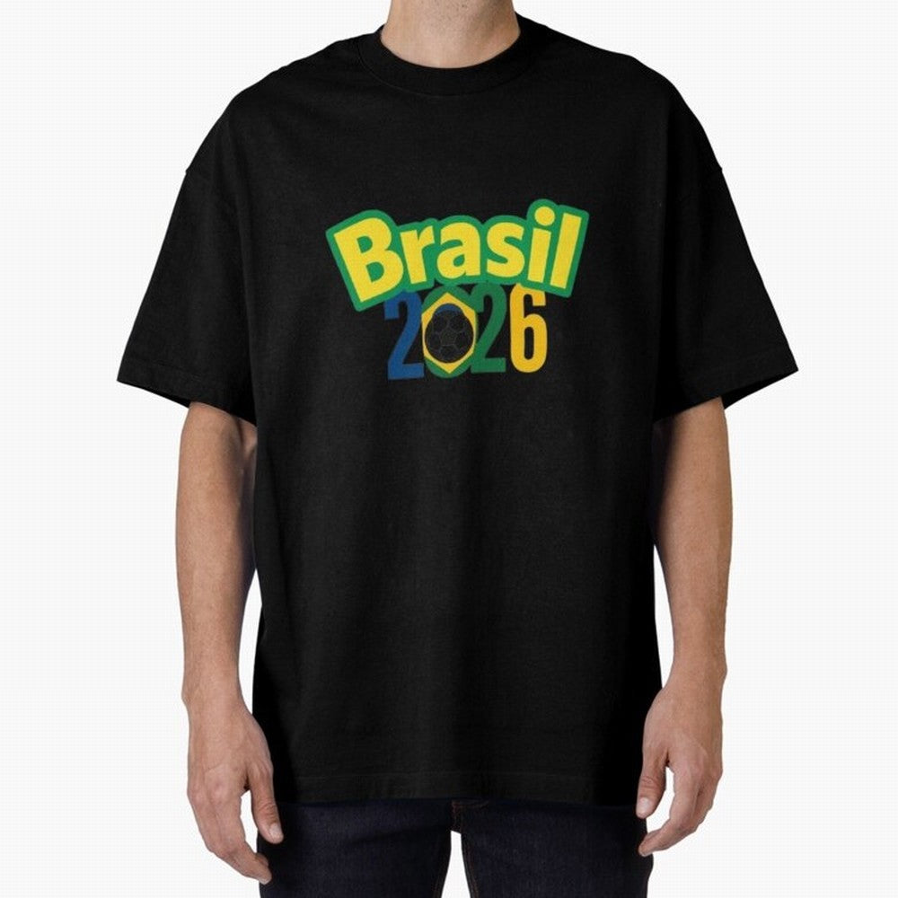 Brasil 2026 Football Mission - Road to Next World Cup T-Shirt Oversized T-Shirt Show Passion for the Stars of the FIFA World Cup 2026 Journey through Messi, CR7 and Mbappe Highlights, England Pride, Soccer Culture, Superstar Moments, National Team