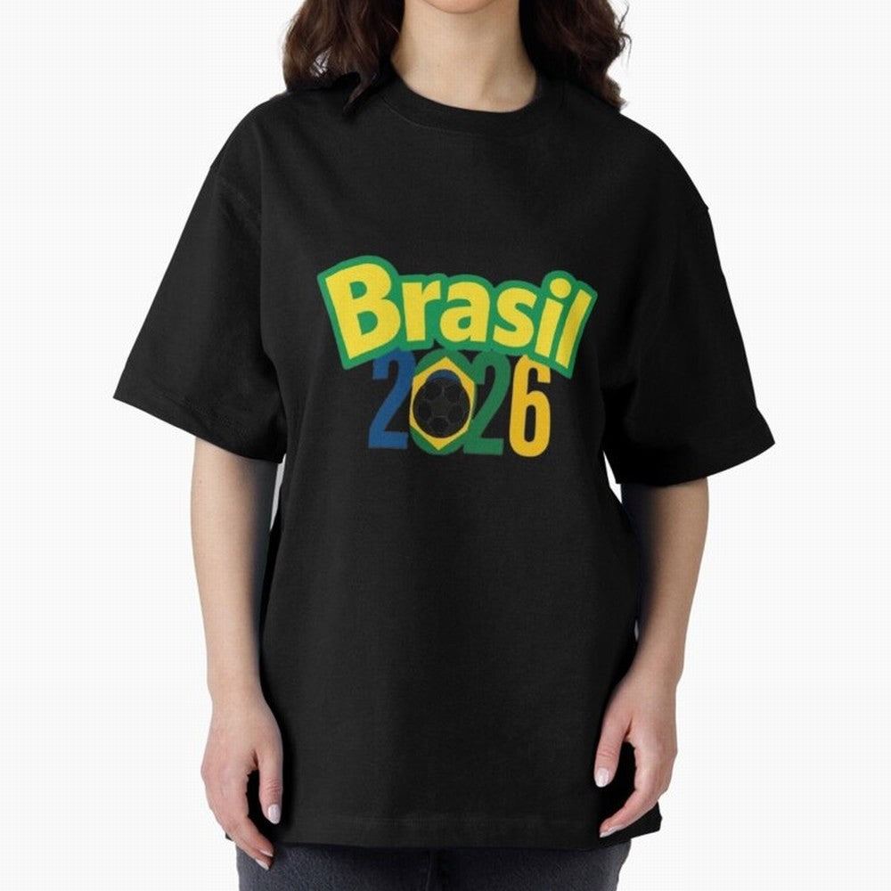 Brasil 2026 Football Mission - Road to Next World Cup T-Shirt Oversized T-Shirt Show Passion for the Stars of the FIFA World Cup 2026 Journey through Messi, CR7 and Mbappe Highlights, England Pride, Soccer Culture, Superstar Moments, National Team