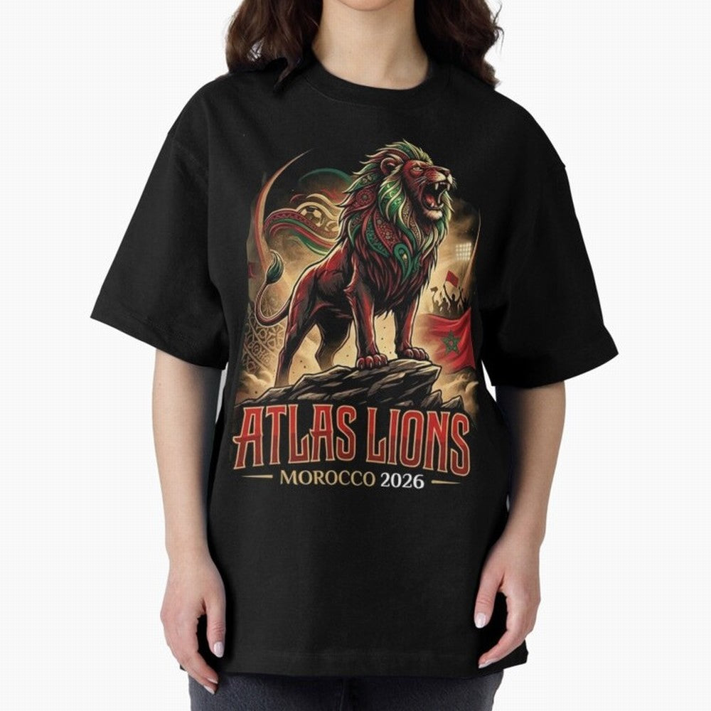 Morocco Team - World Cup 2026 Fan Oversized T-Shirt Honor Champions and Dreams in Match Day Hype around FIFA World Cup 2026 USA Canada Mexico, Mbappe, Spain and Netherlands, Tournament Hype, Historic Matchups, Family Viewing Parties and Global