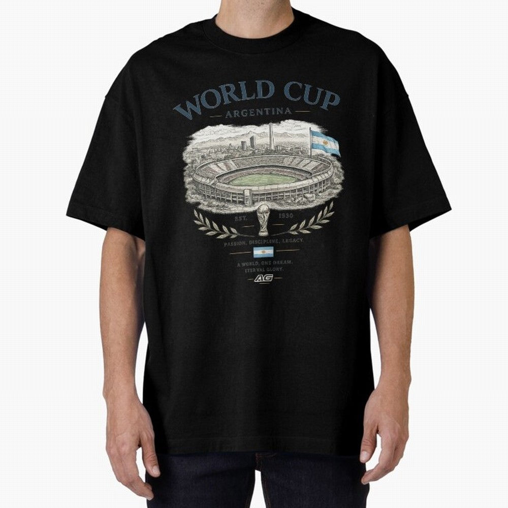 Argentina World Cup Vintage Streetwear Oversized T-Shirt Represent Global Football Passion for FIFA World Cup 2026 USA Canada Mexico, Made for Messi, CR7 and Mbappe, Spain and Netherlands, Classic Soccer Heritage, Championship Pressure, Fan Loyalty