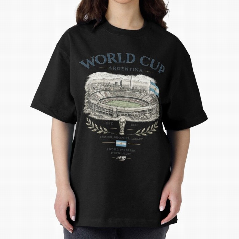 Argentina World Cup Vintage Streetwear Oversized T-Shirt Represent Global Football Passion for FIFA World Cup 2026 USA Canada Mexico, Made for Messi, CR7 and Mbappe, Spain and Netherlands, Classic Soccer Heritage, Championship Pressure, Fan Loyalty