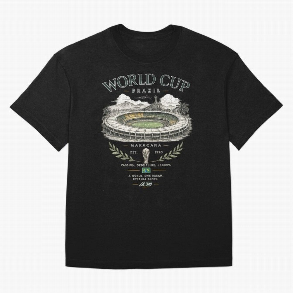 Brazil World Cup Maracana Streetwear Oversized T-Shirt Carry FIFA World Cup 2026 for Fans of CR7 and Messi and Portugal, Bringing Football History, Final Match Energy, Crowd Noise and Once in a Lifetime Moments; Ideal for Fans Who Follow Messi,