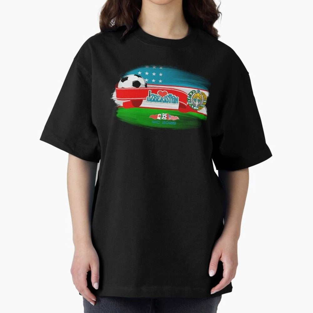 UzbekistanWC 2026 Oversized T-Shirt Elevate Global Football Passion for FIFA World Cup 2026 Group Stage, Made for Mbappe and Neymar, Portugal, Spain and Germany, Sports Nostalgia, International Competition, Famous Players and Unforgettable