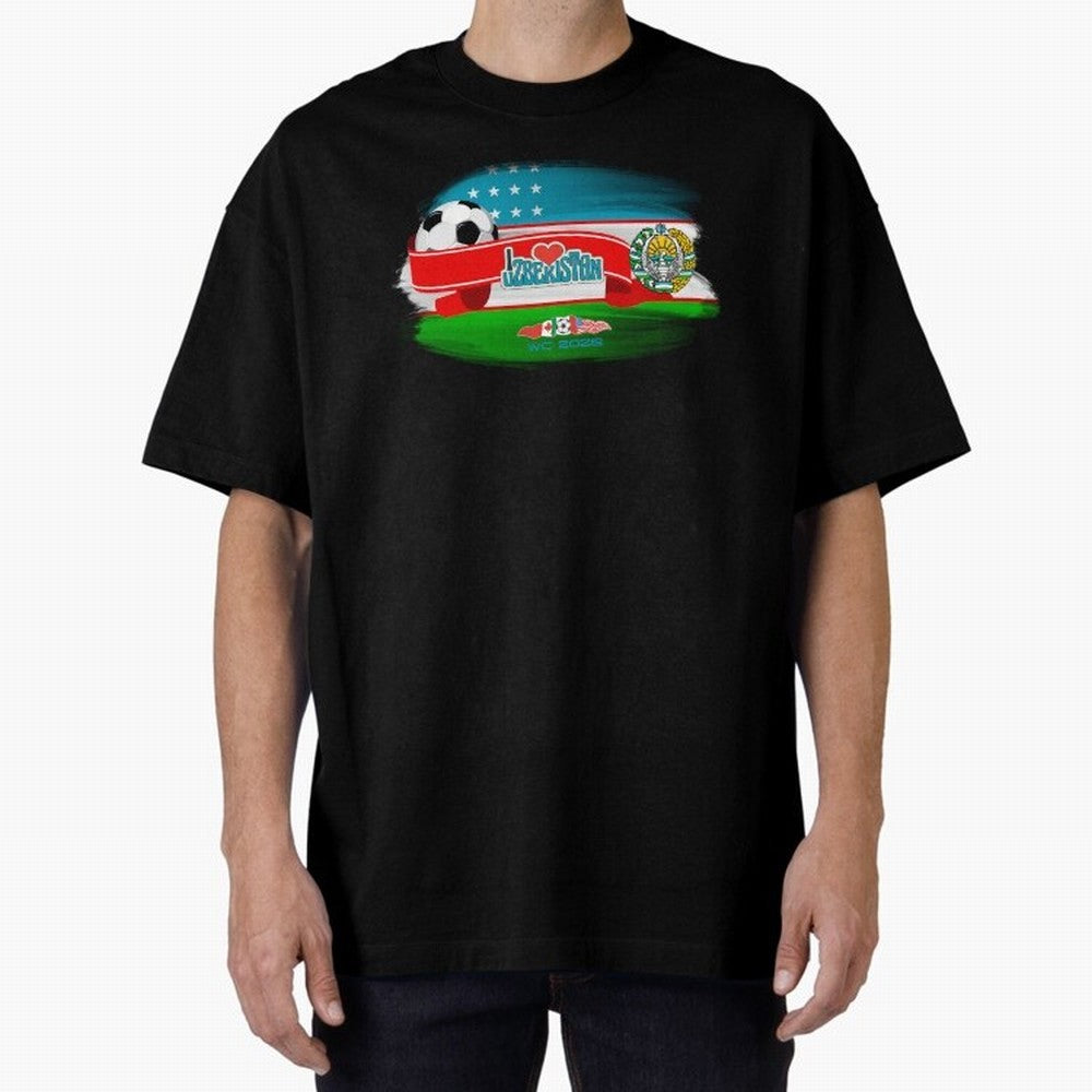 UzbekistanWC 2026 Oversized T-Shirt Elevate Global Football Passion for FIFA World Cup 2026 Group Stage, Made for Mbappe and Neymar, Portugal, Spain and Germany, Sports Nostalgia, International Competition, Famous Players and Unforgettable