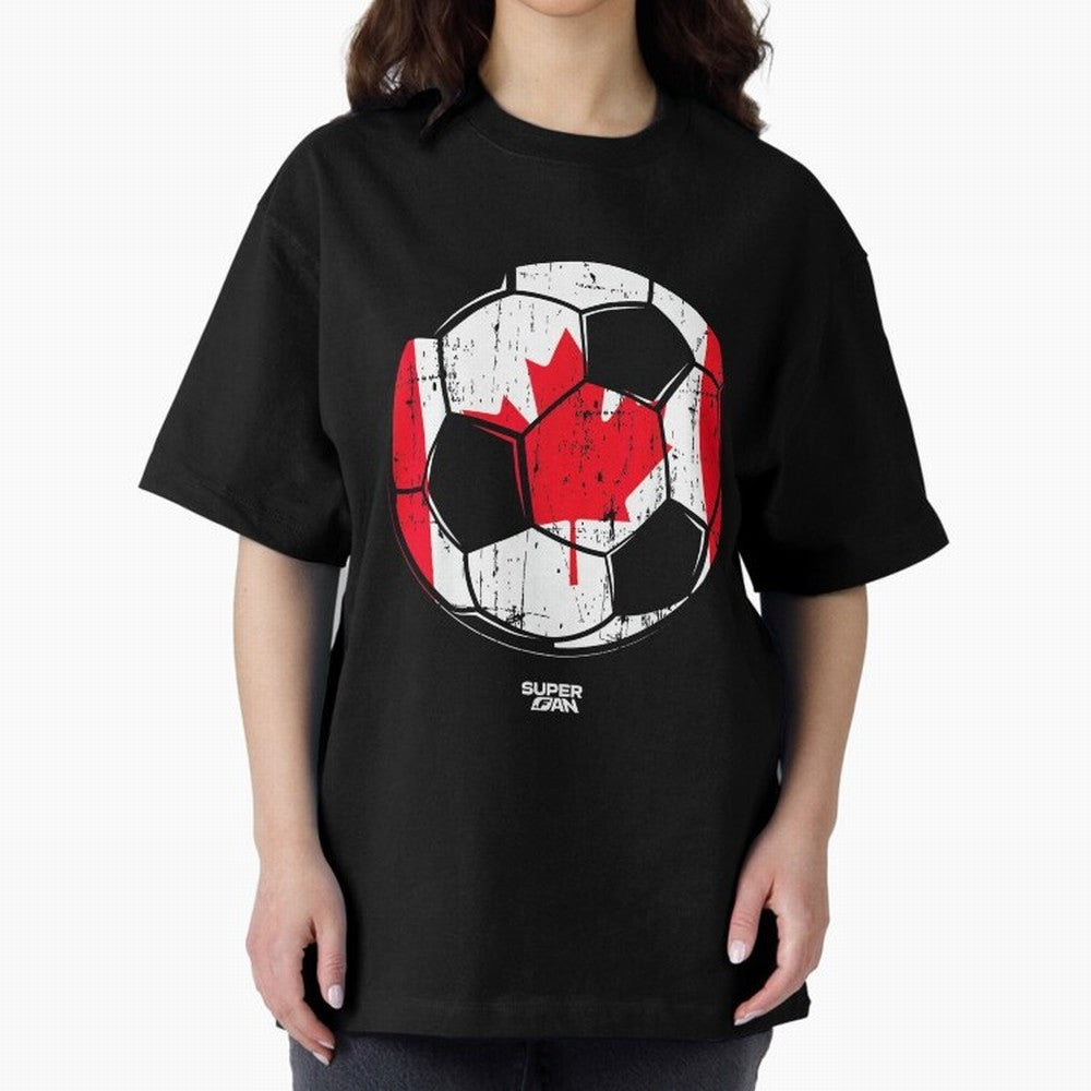 2026 Canada Soccer Fan World Cup Oversized T-Shirt Celebrate the Road through FIFA World Cup 2026 Group Stage Spirit, Centered on Portugal, Spain and Germany, Haaland, Goal Celebration Energy, Supporter Heritage, Football Icons and Worldwide