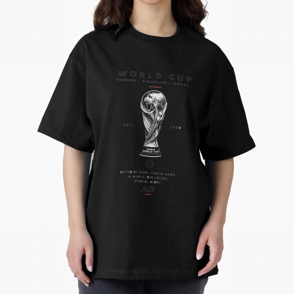 World Cup Football Streetwear Design Oversized T-Shirt Show Your Tournament Heart for Global Football Passion for FIFA World Cup 2026 USA Canada Mexico, with Mbappe, Argentina and Brazil, Stadium Chants, National Pride, Trophy Dreams and