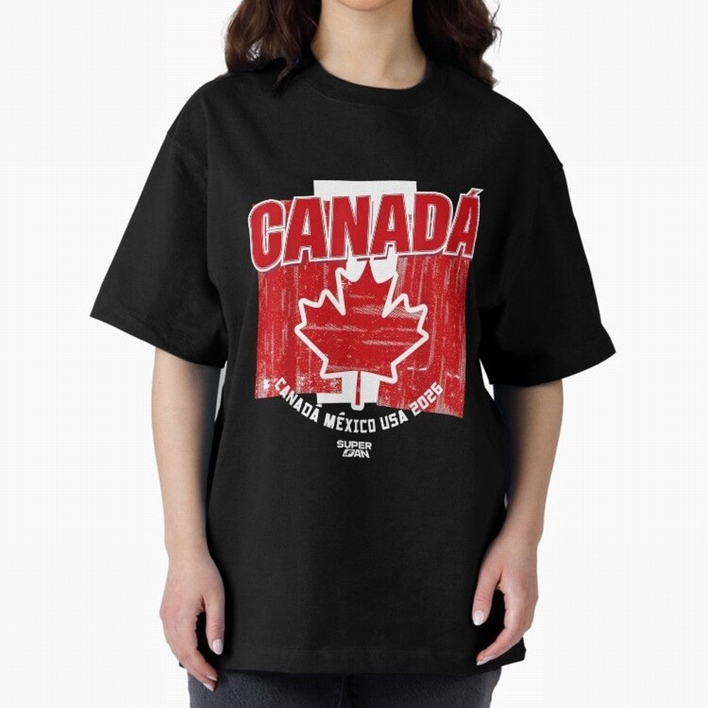 2026 Canada Soccer Fan World Cup Oversized T-Shirt Show Match Day Excitement for the FIFA World Cup 2026 USA Canada Mexico Journey through Messi, CR7 and Mbappe Highlights, Portugal, Spain and Germany Pride, Goal Celebration Energy, Supporter