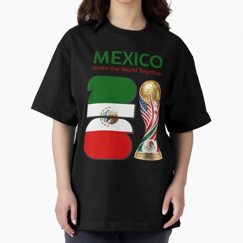 World Cup 2026, IMG 022, MEXICO 001 Oversized T-Shirt Show Your Love for FIFA World Cup 2026 Group Stage Driven by CR7 and Messi, England Energy, Stadium Chants, National Pride, Trophy Dreams and Unforgettable Football Memories; Built for