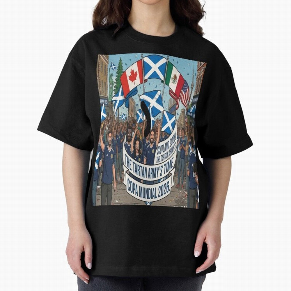 Scotland World Cup 2026 Oversized T-Shirt Cheer for FIFA World Cup 2026 Spirit, Inspired by Portugal, Spain and Germany, Mbappe, Worldwide Fan Energy, Dramatic Goals, Stadium Lights and Championship Celebrations; Ideal for Fans Who Follow Messi,