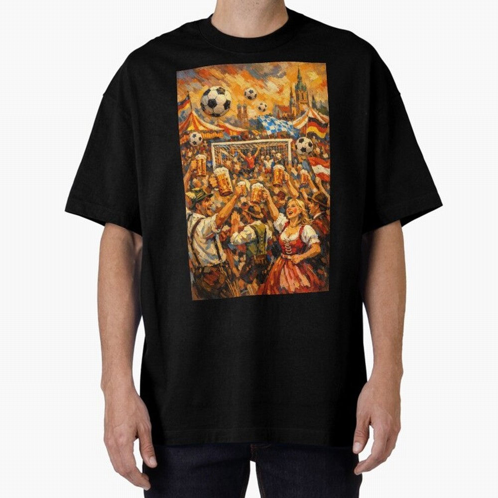 Festival Celebration with Soccer and Beer Oversized T-Shirt Create Match Day Hype around FIFA World Cup 2026, Messi, CR7 and Mbappe, Argentina and Brazil, Stadium Chants, National Pride, Trophy Dreams and Unforgettable Football Memories; Created