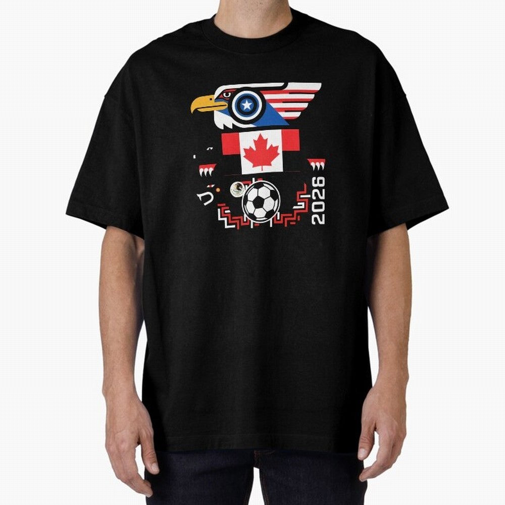 North America Spirit Cup 2026 T-Shirt_82734510 Oversized T-Shirt Live for the Drama of Global Football Passion for FIFA World Cup 2026, Highlighting Neymar, Argentina and Brazil, Championship Spirit, Famous Goals, Roaring Crowds and International