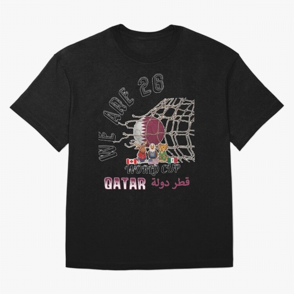 World cup 26 - Qatar Oversized T-Shirt Share FIFA World Cup 2026 with Messi, Neymar and Mbappe, Spain and Netherlands Energy, Football Festival Excitement, Trophy Ambitions, Country Rivalries and Star Player Buzz; Created for Match Day Parties,