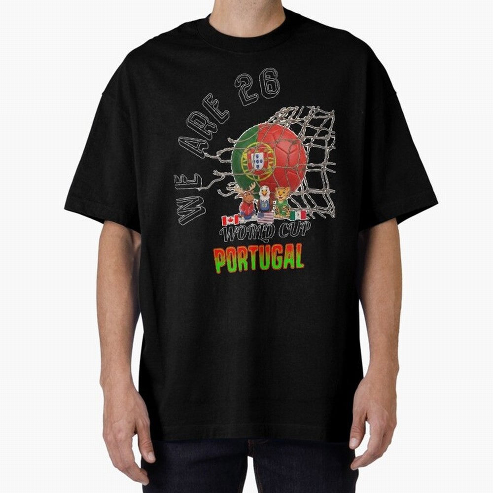 World cup 26 - Portugal Oversized T-Shirt Treasure Global Football Passion for FIFA World Cup 2026 Group Stage, Inspired by Mbappe and Neymar, Portugal, Spain and Germany, Stadium Memories, Football Loyalty, International Chants and Championship