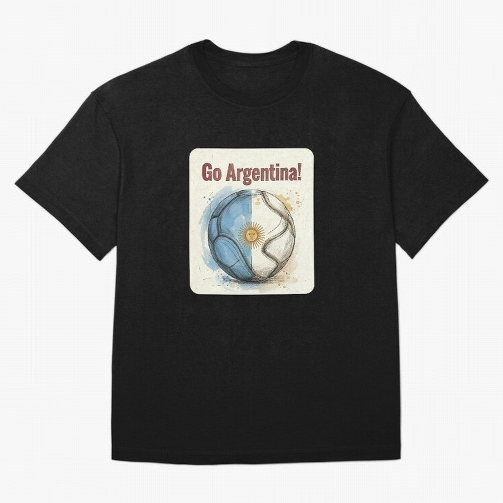 Go Argentina Soccer Ball Flag | Argentinian Football Fan Graphic Tee Oversized T-Shirt Celebrate National Team Dreams in Match Day Hype around FIFA World Cup 2026 Group Stage, Messi and Cristiano Ronaldo, England, France and Netherlands, Football