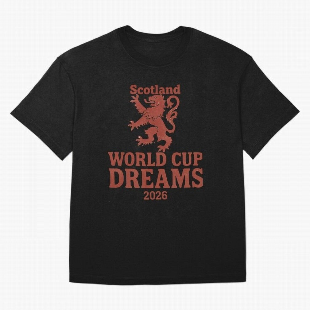 Scotland World Cup Dreams 2026 Oversized T-Shirt Stand with Global Football Passion for FIFA World Cup 2026 Group Stage, Driven by Mbappe and Neymar, Argentina, Championship Spirit, Famous Goals, Roaring Crowds and International Football Unity;
