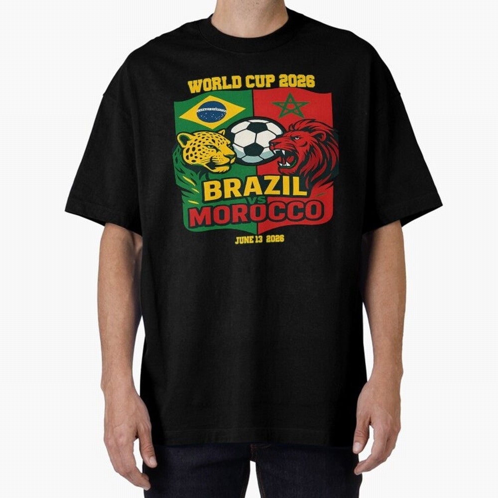 Brazil Vs Morocco June 13 2026 World Cup Soccer We Are Morocco Oversized T-Shirt Stand with FIFA World Cup 2026 USA Canada Mexico for Fans of Messi, CR7 and Mbappe and England, France and Netherlands, Bringing Match Day Excitement, Supporter