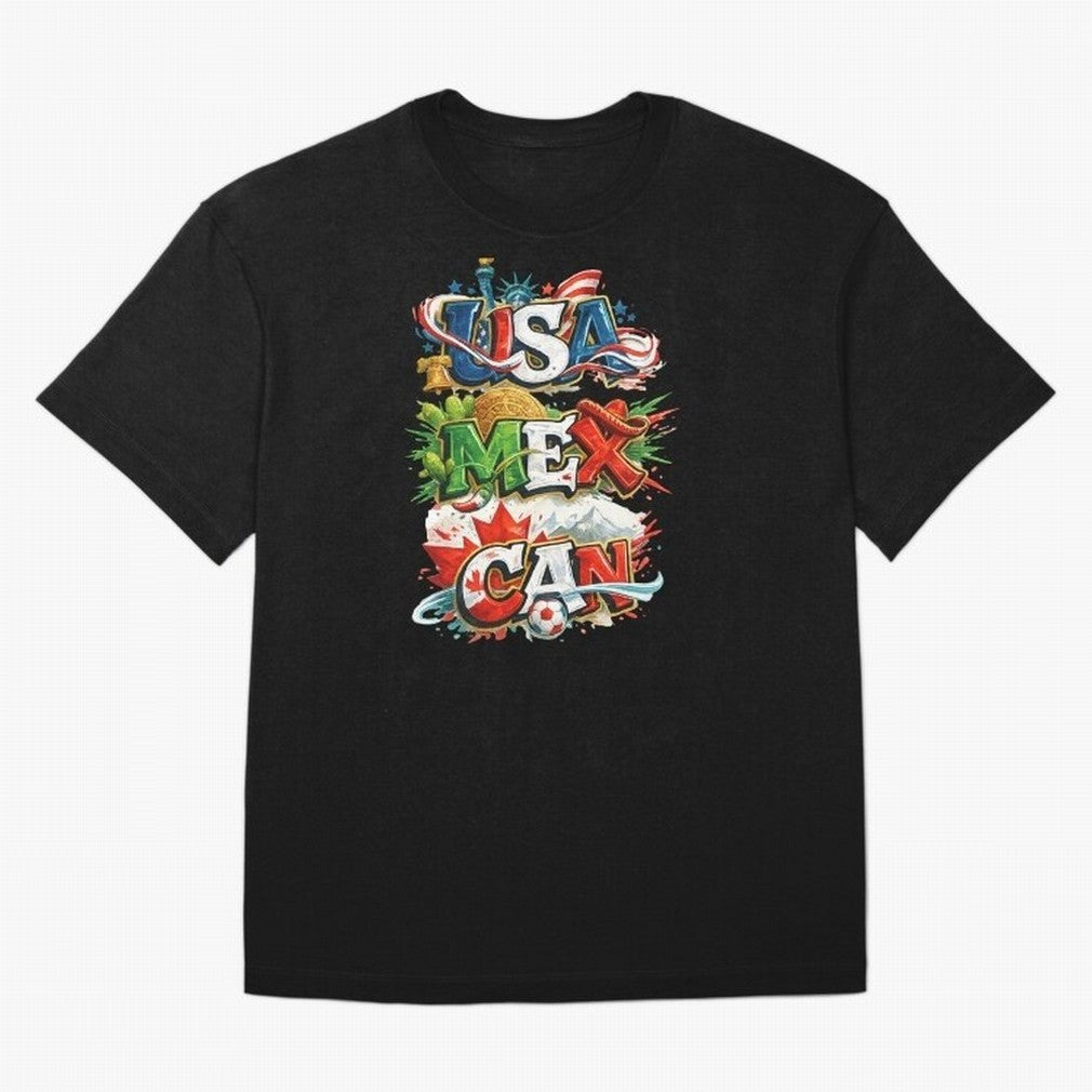 World Cup 2026 USA Canada Mexico Oversized T-Shirt Step into FIFA World Cup 2026 for Fans of Cristiano Ronaldo and France and Portugal, Bringing Retro Football Energy, Iconic Rivalries, Trophy Chase Drama and Stadium Atmosphere; Great for