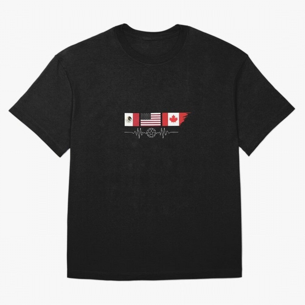 North America Soccer Heartbeat Flags 2026 Cup T-Shirt_82794888 Oversized T-Shirt Support the Legends of the FIFA World Cup 2026 Group Stage Journey through CR7 Highlights, England, France and Netherlands Pride, Championship Spirit, Famous Goals,
