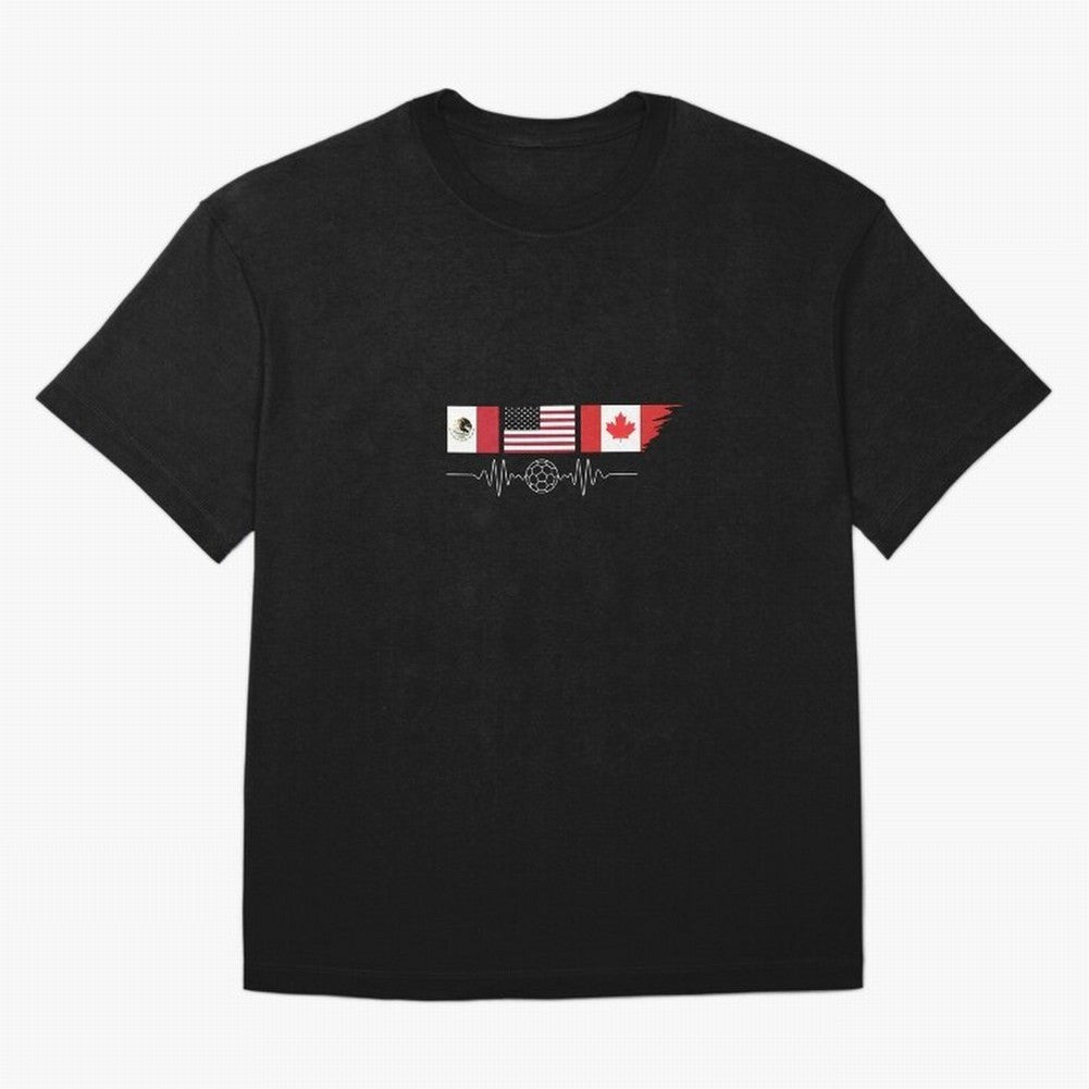 North America Soccer Heartbeat Flags 2026 Cup T-Shirt_82794888 Oversized T-Shirt Carry the Colors and Pride of Global Football Passion for FIFA World Cup 2026 USA Canada Mexico, Capturing Mbappe, Argentina, Fan Favorite Moments, National Team
