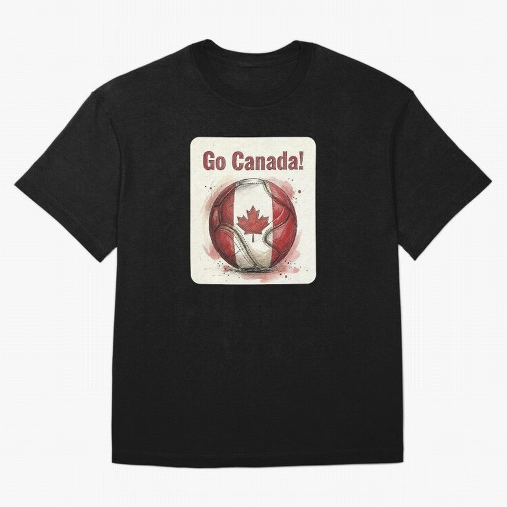 Go Canada Soccer Ball Flag | Canadian Football Fan Graphic Tee Oversized T-Shirt Carry the Dream of the FIFA World Cup 2026 Journey through Neymar Highlights, Germany Pride, Match Day Excitement, Supporter Culture, Golden Goals and Global Football
