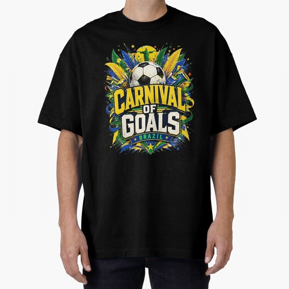 Carnival of Goals Brazil World Cup 2026 tshirt Oversized T-Shirt Create FIFA World Cup 2026 Group Stage for Fans of Haaland and Germany, Bringing Football Festival Excitement, Trophy Ambitions, Country Rivalries and Star Player Buzz; Great for
