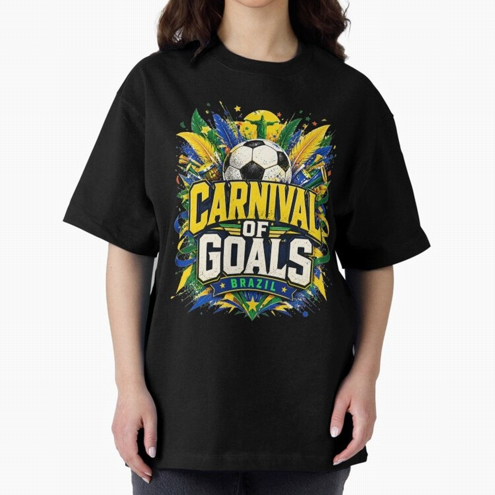 Carnival of Goals Brazil World Cup 2026 tshirt Oversized T-Shirt Create FIFA World Cup 2026 Group Stage for Fans of Haaland and Germany, Bringing Football Festival Excitement, Trophy Ambitions, Country Rivalries and Star Player Buzz; Great for