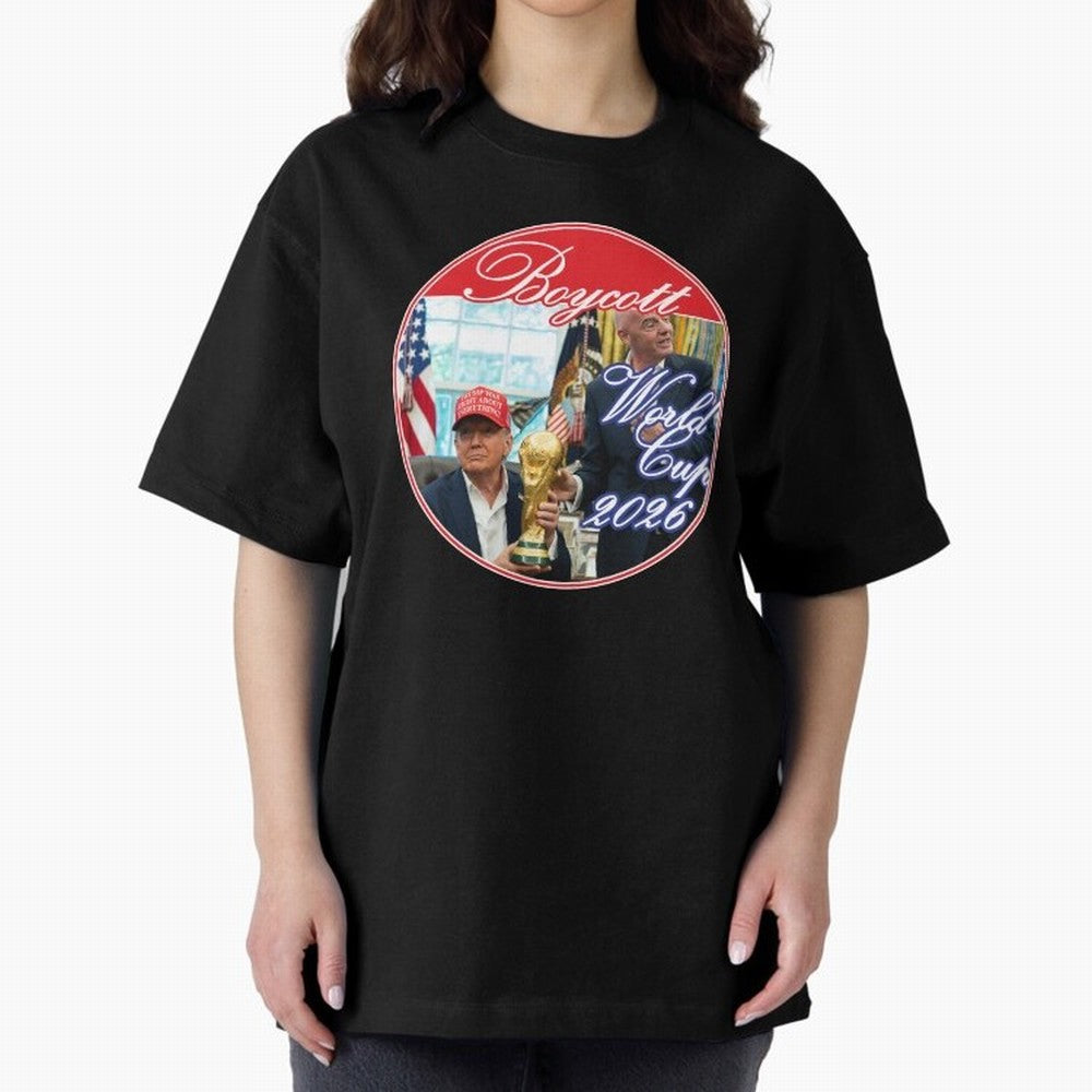 Boycott World Cup 2026 Oversized T-Shirt Wear the Spirit of FIFA World Cup 2026 Group Stage Built around CR7, Argentina, France and Brazil Energy, Championship Spirit, Famous Goals, Roaring Crowds and International Football Unity; Made for Die Hard