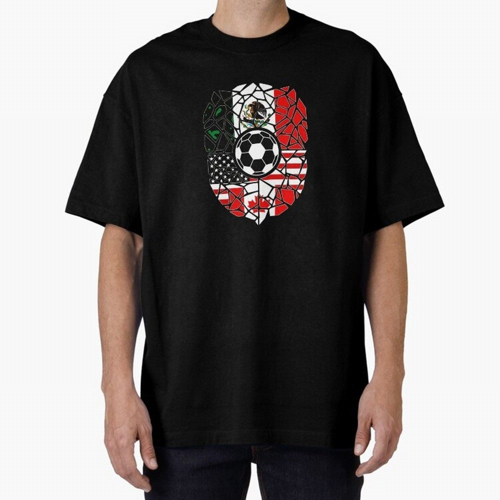 Mosaic Soccer Crest USA Canada Mexico Unity 2026 T-Shirt_82794688 Oversized T-Shirt Celebrate Rivalries and Pride in FIFA World Cup 2026 Group Stage Built around Haaland and Mbappe, Portugal, Spain and Germany Energy, Sports Nostalgia,