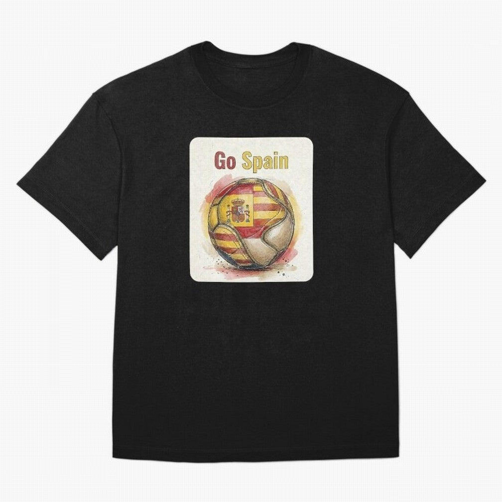 Go Spain Soccer Ball Flag | Canadian Football Fan Graphic Tee Oversized T-Shirt Show Love for Legendary Goals in FIFA World Cup 2026 Group Stage Spirit, Highlighting Argentina and Brazil, Neymar, Classic Soccer Heritage, Championship Pressure, Fan