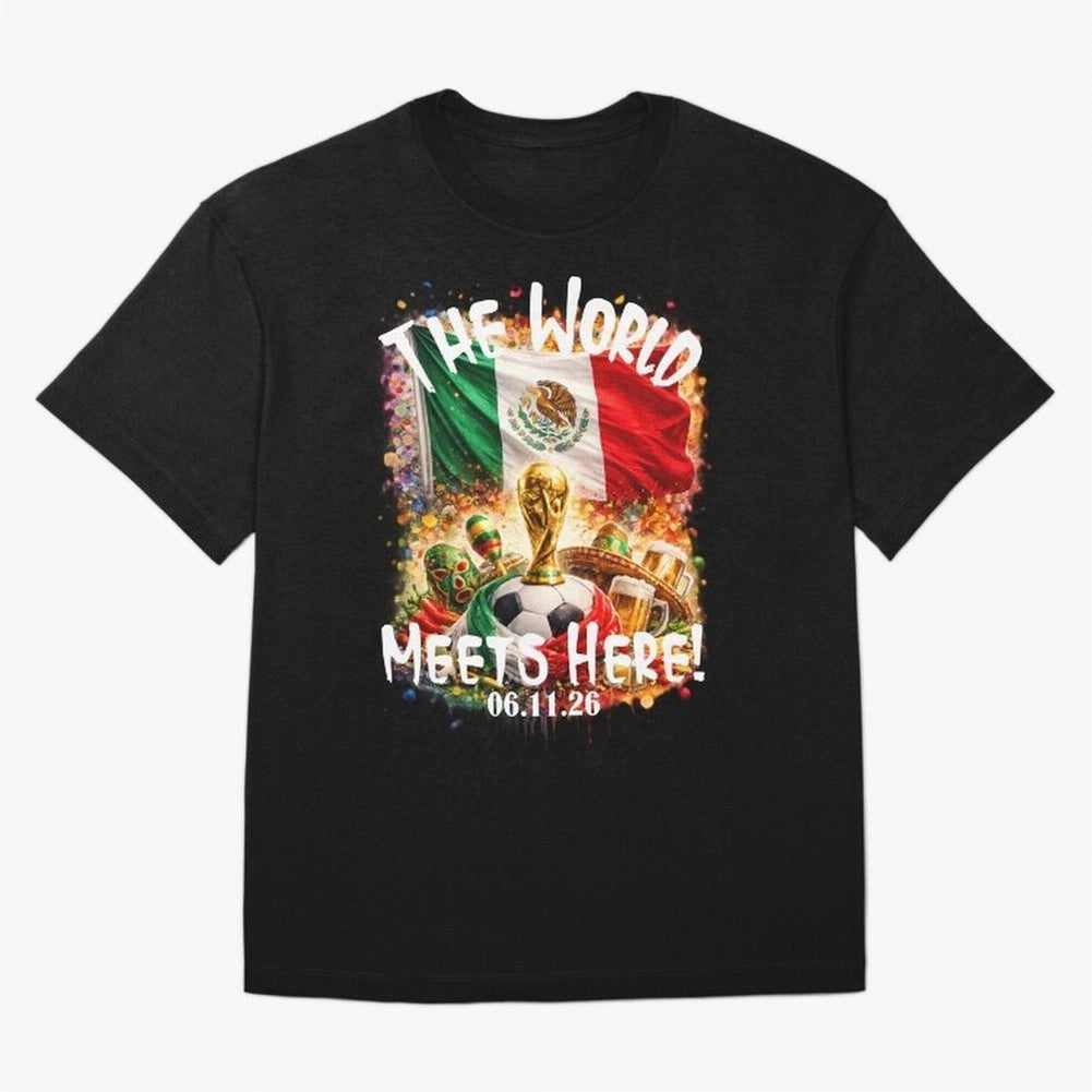 2026 World Cup Oversized T-Shirt Follow the Final Road of Global Football Passion for FIFA World Cup 2026 USA Canada Mexico, Driven by Cristiano Ronaldo, Haaland and CR7, Brazil, Vintage Soccer Flavor, Modern Football Stars, National Flags and