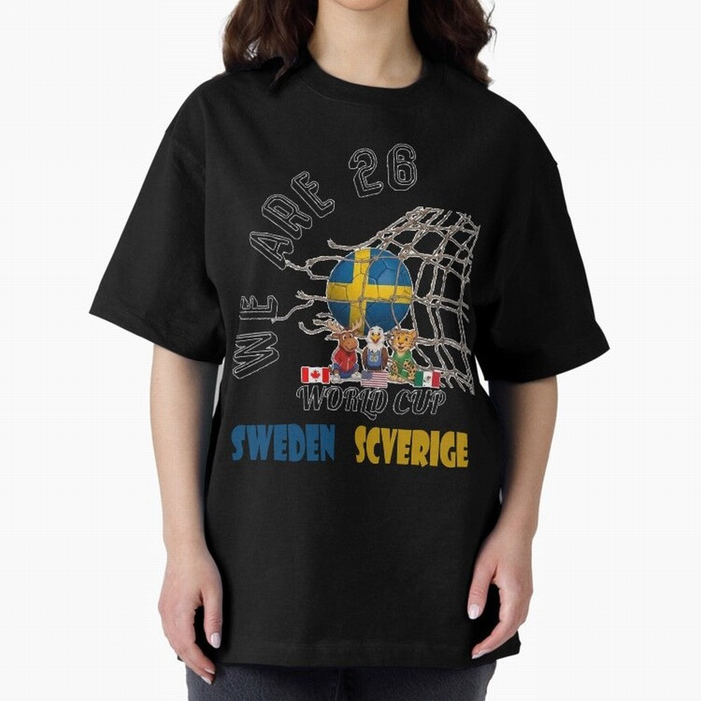 World cup 26 - Sweden Oversized T-Shirt Support Iconic Players in Global Football Passion for FIFA World Cup 2026 Group Stage, Capturing CR7 and Messi, Spain and Netherlands, Football Passion, Legendary Performances, Festival Vibes and Supporter