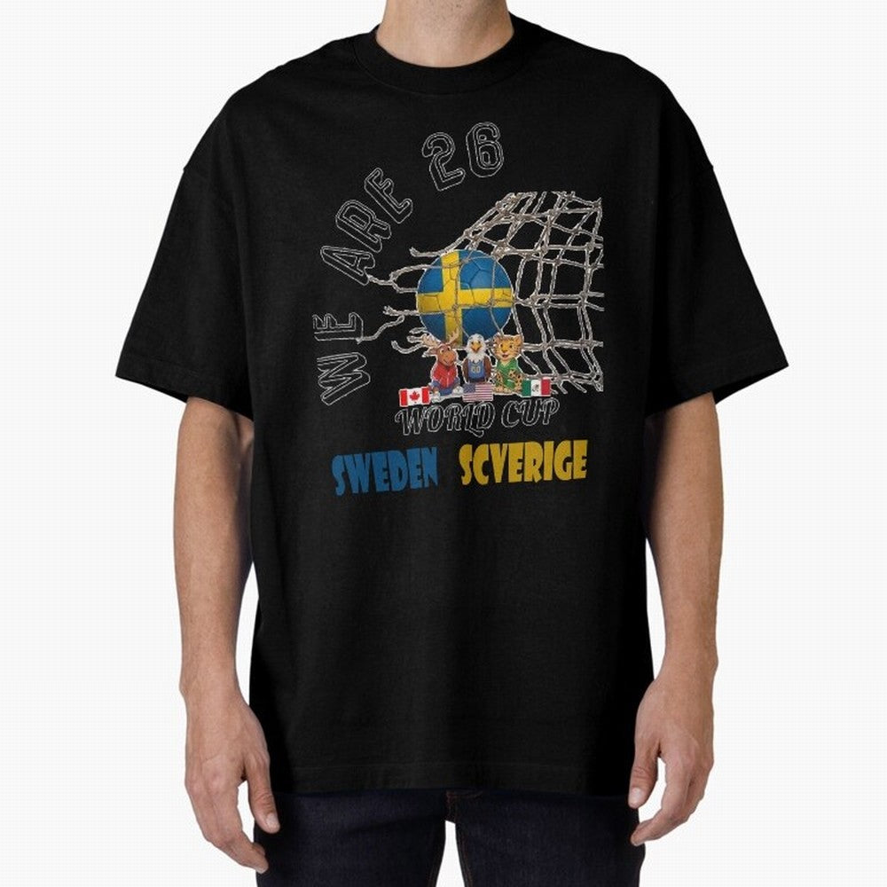 World cup 26 - Sweden Oversized T-Shirt Support Iconic Players in Global Football Passion for FIFA World Cup 2026 Group Stage, Capturing CR7 and Messi, Spain and Netherlands, Football Passion, Legendary Performances, Festival Vibes and Supporter