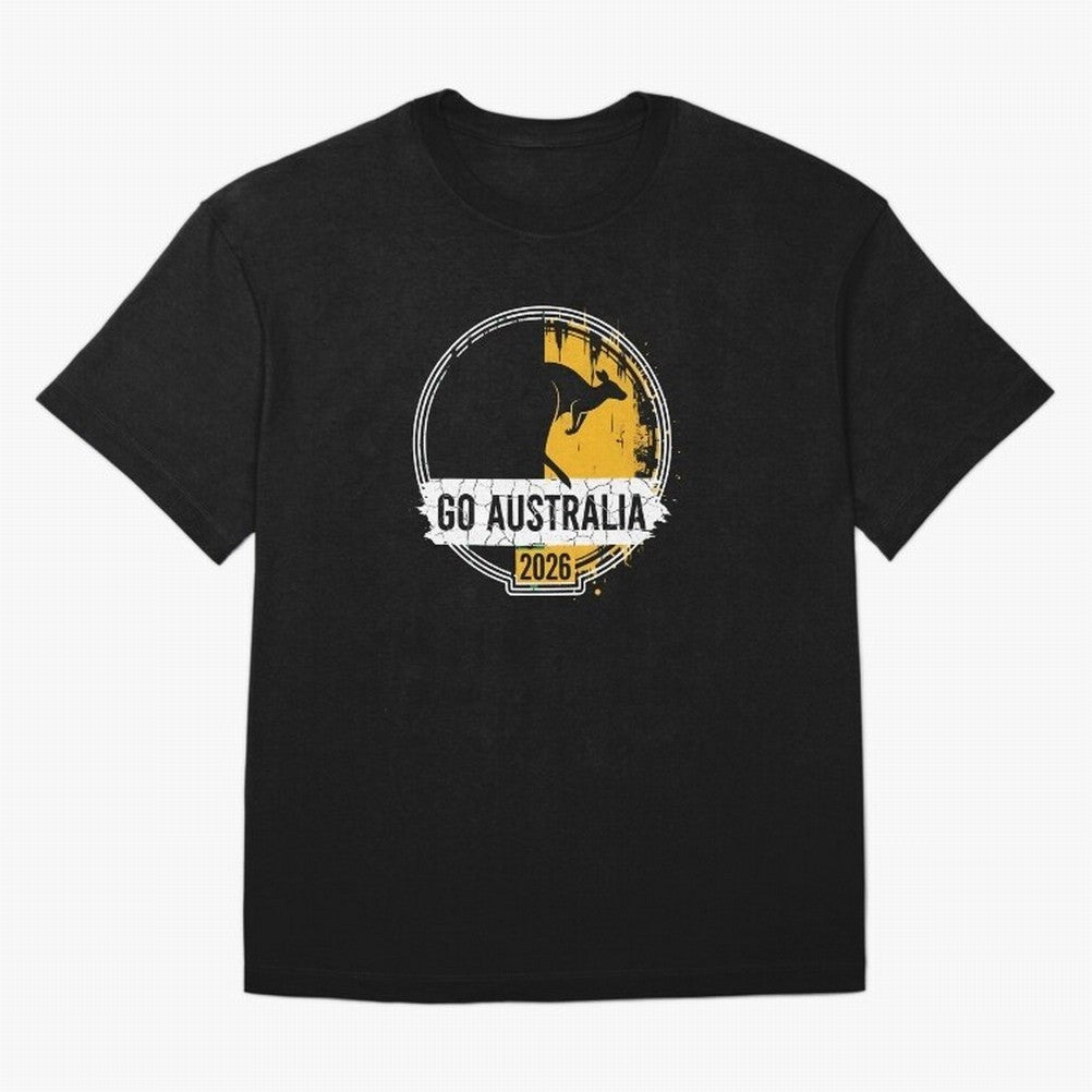 Golden Green Kangaroo Emblem Go Australia 2026 Supporter Design T-Shirt_83662099 Oversized T-Shirt Bring Champion Energy into FIFA World Cup 2026 Group Stage for Fans of Neymar, Haaland and Cristiano Ronaldo and France and Portugal, Bringing