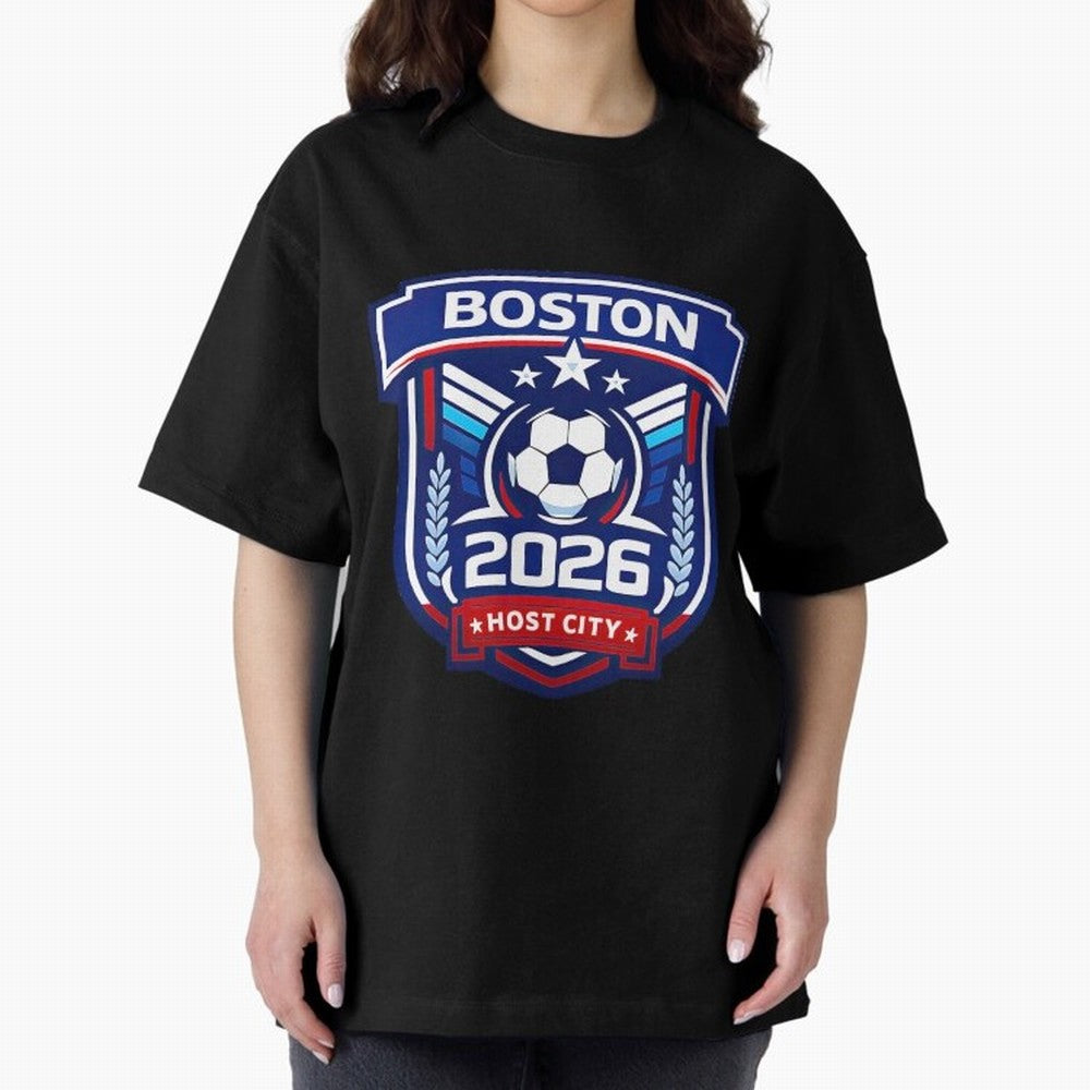 Boston 2026 Host City Welcoming the World Cup Oversized T-Shirt Show Match Day Excitement for FIFA World Cup 2026 Group Stage Spirit, Inspired by Brazil, Portugal and Argentina, Cristiano Ronaldo, Haaland and CR7, Championship Spirit, Famous Goals,