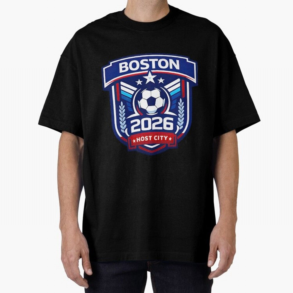 Boston 2026 Host City Welcoming the World Cup Oversized T-Shirt Show Match Day Excitement for FIFA World Cup 2026 Group Stage Spirit, Inspired by Brazil, Portugal and Argentina, Cristiano Ronaldo, Haaland and CR7, Championship Spirit, Famous Goals,