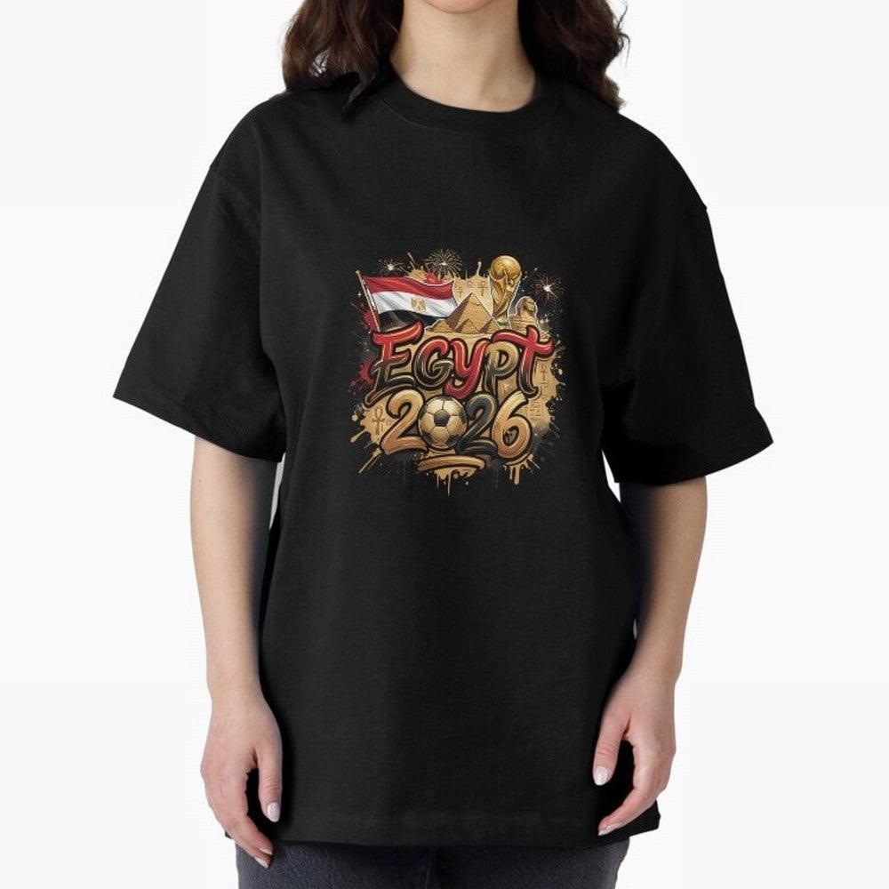 Egypt World Cup 2026 Football Legacy Oversized T-Shirt Build FIFA World Cup 2026 USA Canada Mexico Spirit, Inspired by Argentina and Brazil, Haaland and Mbappe, Football History, Final Match Energy, Crowd Noise and Once in a Lifetime Moments;