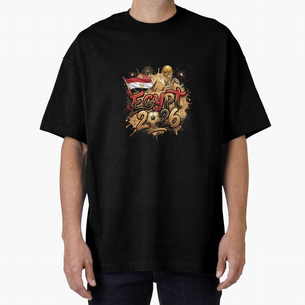Egypt World Cup 2026 Football Legacy Oversized T-Shirt Build FIFA World Cup 2026 USA Canada Mexico Spirit, Inspired by Argentina and Brazil, Haaland and Mbappe, Football History, Final Match Energy, Crowd Noise and Once in a Lifetime Moments;