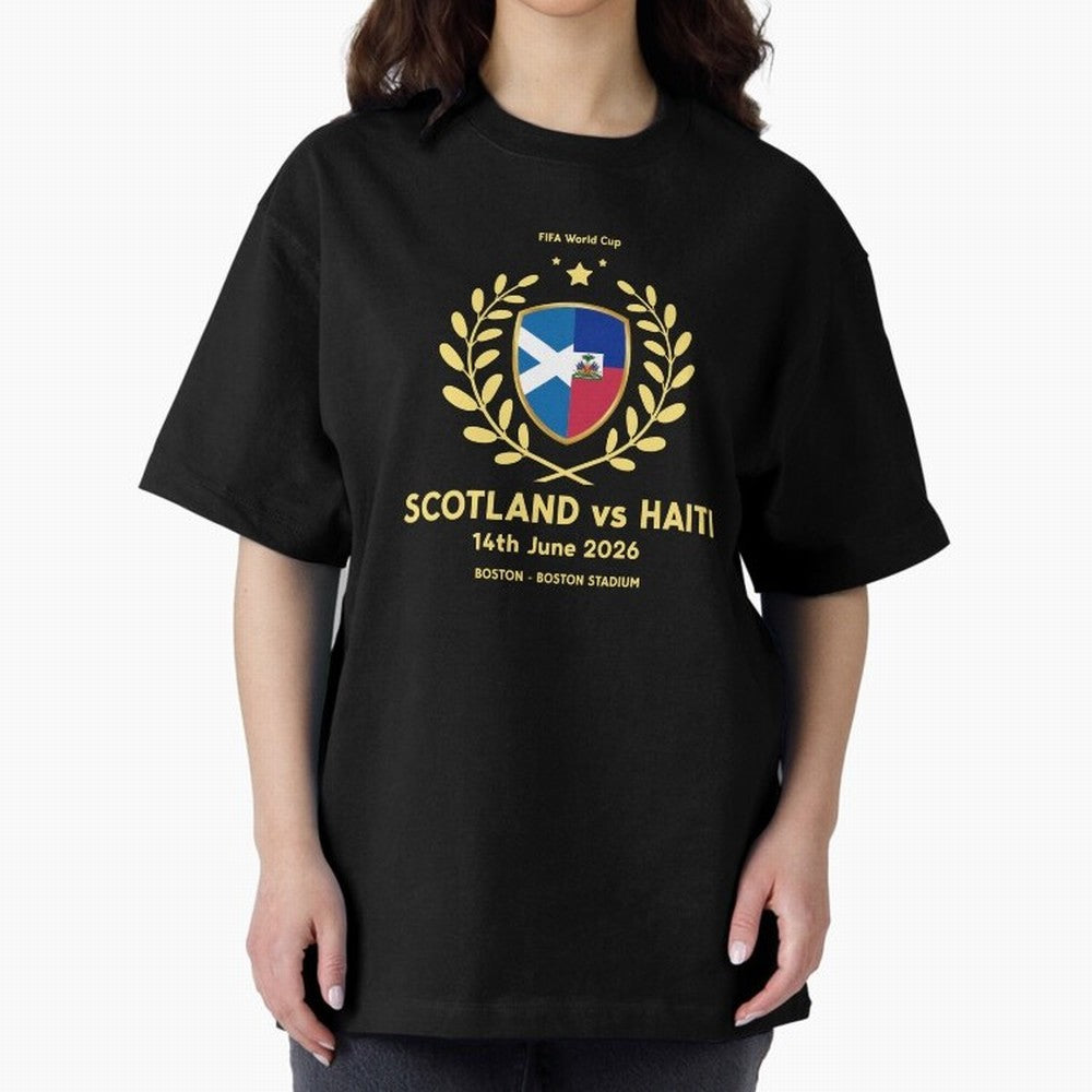 FIFA World Cup - Scotland v Haiti Oversized T-Shirt Feel the Roar of Match Day Hype around FIFA World Cup 2026, Messi, CR7 and Mbappe, Spain, Worldwide Fan Energy, Dramatic Goals, Stadium Lights and Championship Celebrations; Perfect for Supporters