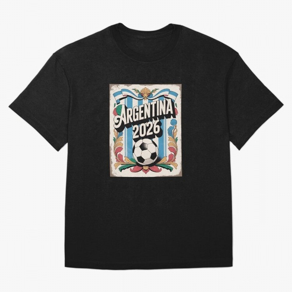 Argentina World Cup 2026 Filete Porte?o Vintage Football Poster - Buenos Aires Folk Art Fan Design Oversized T-Shirt Bring Match Day Fire to the FIFA World Cup 2026 USA Canada Mexico Journey through Cristiano Ronaldo Highlights, Germany Pride,
