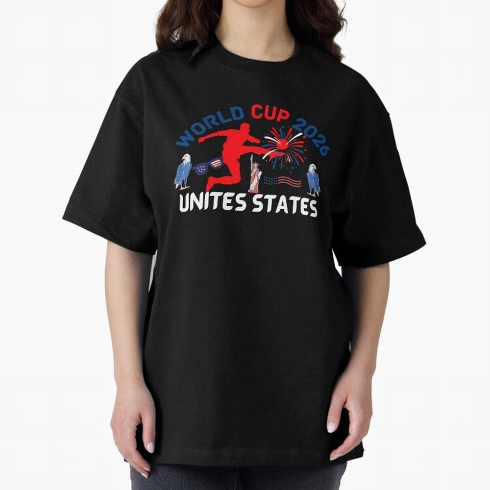 World cup 2026 unisex T-shirt World cup soccer North America 2026 Soccer World cup 26 USA Oversized T-Shirt Feel the Roar of FIFA World Cup 2026 Group Stage Highlighting Mbappe and Neymar, Germany Energy, Match Day Excitement, Supporter Culture,
