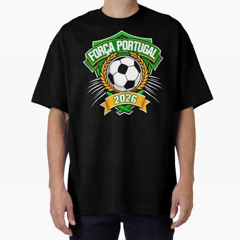 Portugal Fan Art for World Cup 2026 Oversized T-Shirt Honor the Beautiful Game during Match Day Hype around FIFA World Cup 2026 USA Canada Mexico, Cristiano Ronaldo, Haaland and CR7, England and Germany, Football Festival Excitement, Trophy