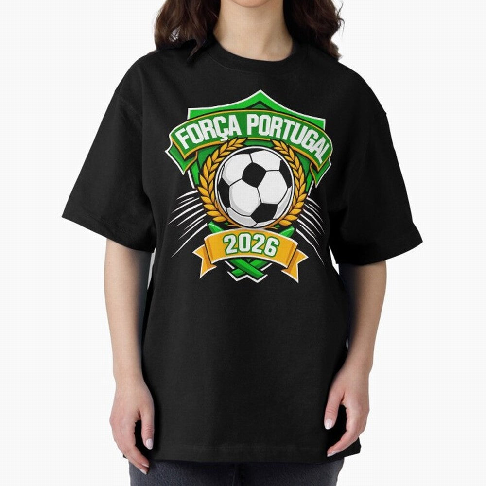 Portugal Fan Art for World Cup 2026 Oversized T-Shirt Honor the Beautiful Game during Match Day Hype around FIFA World Cup 2026 USA Canada Mexico, Cristiano Ronaldo, Haaland and CR7, England and Germany, Football Festival Excitement, Trophy