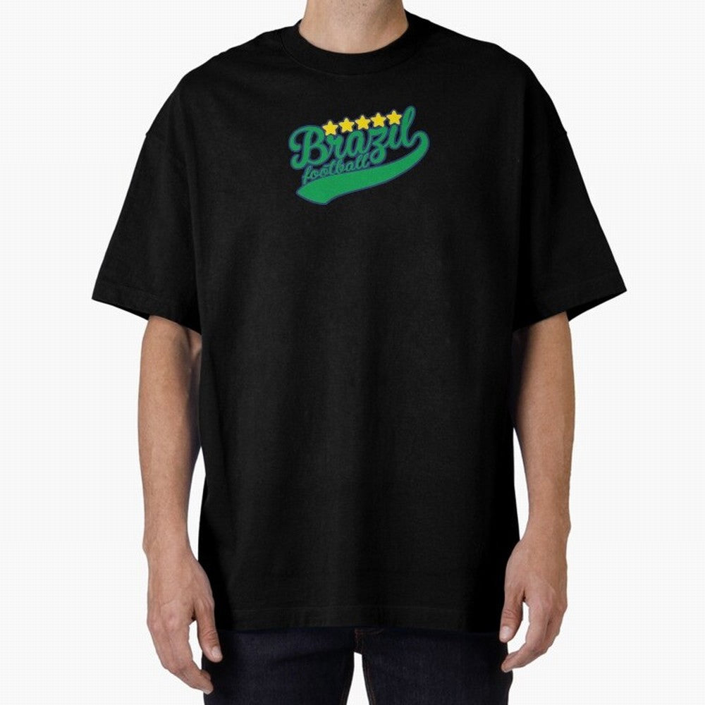 Brazil Soccer Football World Cup Vintage Oversized T-Shirt Bring Home FIFA World Cup 2026 Group Stage Spirit, Centered on Brazil, Haaland and Mbappe, Football Festival Excitement, Trophy Ambitions, Country Rivalries and Star Player Buzz; Made for